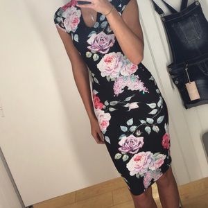 Joe & Elle Floral Bodycon Midi Dress, size XS